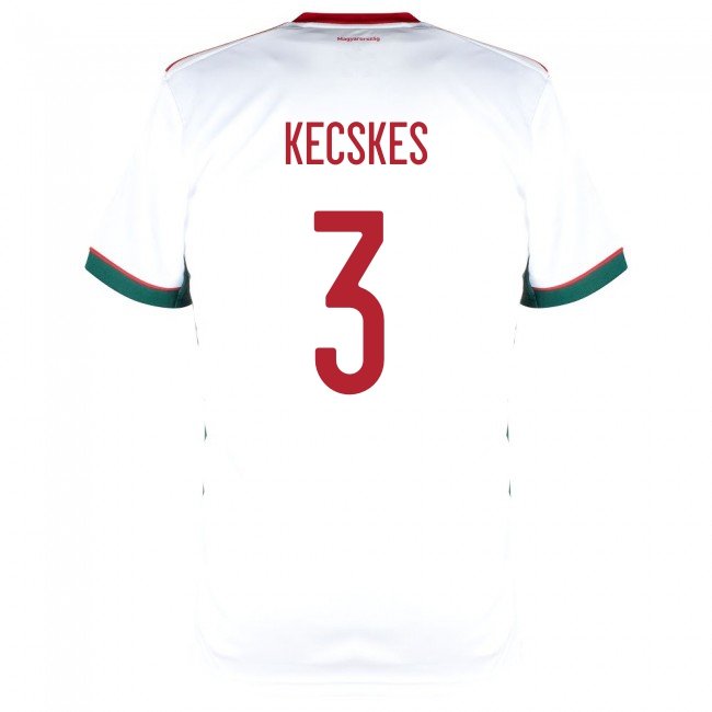 Damen Ungarische Fussballnationalmannschaft Akos Kecskes #3 Auswärtstrikot Rot 2021 Trikot
