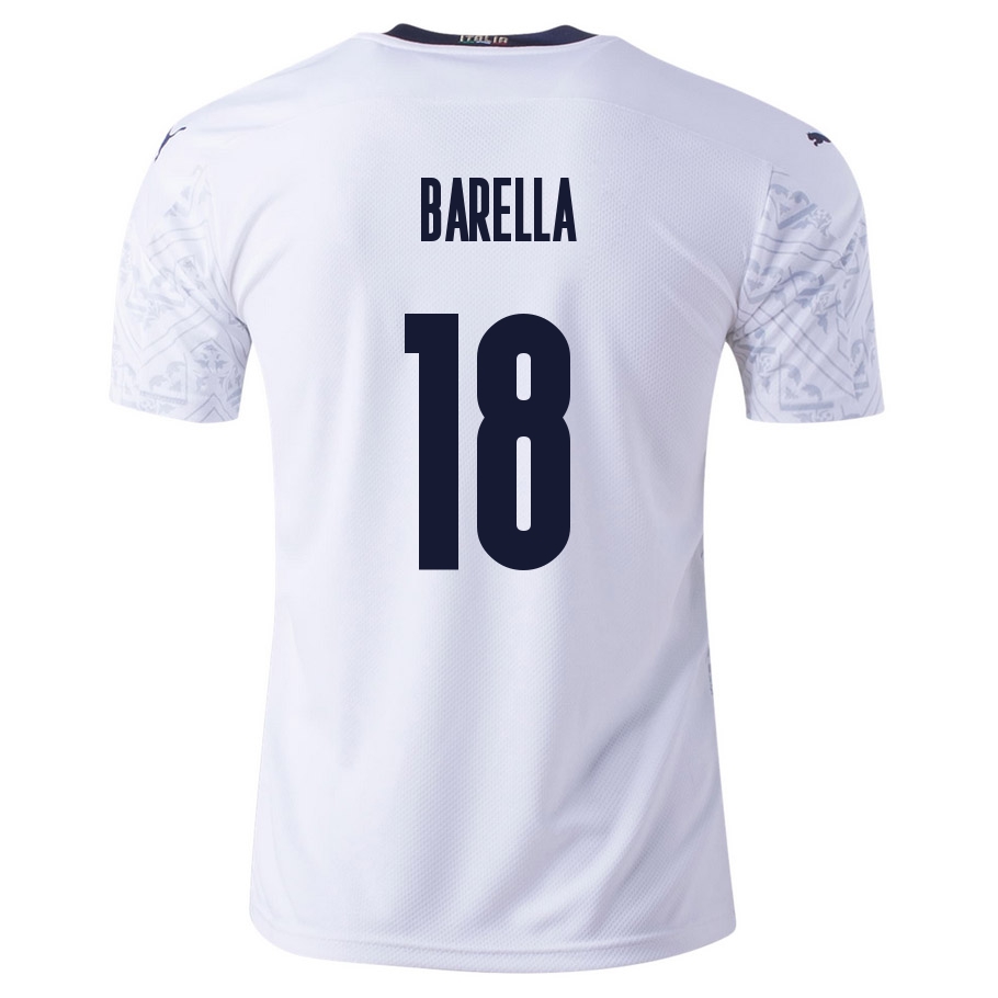 Herren Italienische Fussballnationalmannschaft Nicolo Barella #18 Auswärtstrikot Blau 2021 Trikot