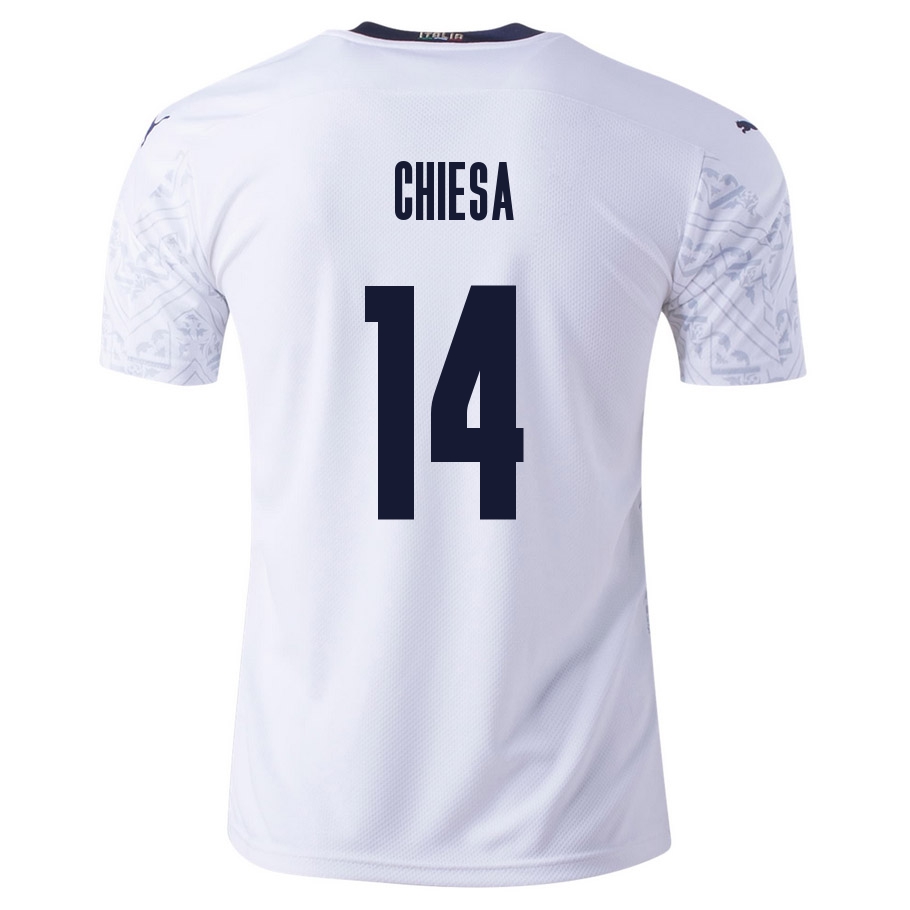 Herren Italienische Fussballnationalmannschaft Federico Chiesa #14 Auswärtstrikot Blau 2021 Trikot
