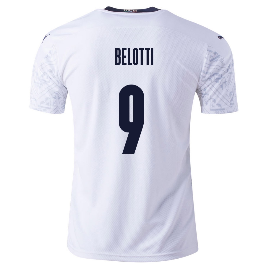 Herren Italienische Fussballnationalmannschaft Andrea Belotti #9 Auswärtstrikot Blau 2021 Trikot