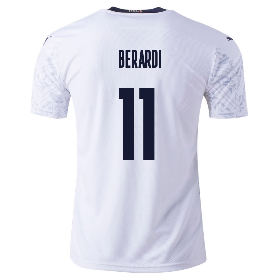 Herren Italienische Fussballnationalmannschaft Domenico Berardi #11 Auswärtstrikot Blau 2021 Trikot
