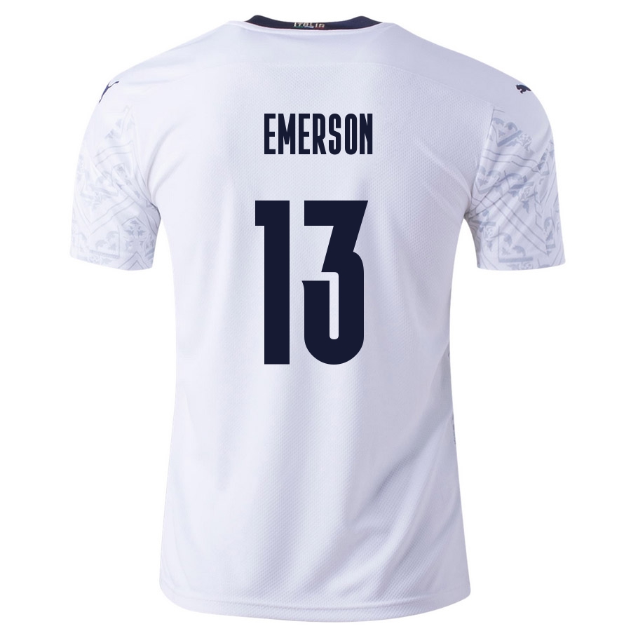 Herren Italienische Fussballnationalmannschaft Emerson #13 Auswärtstrikot Blau 2021 Trikot