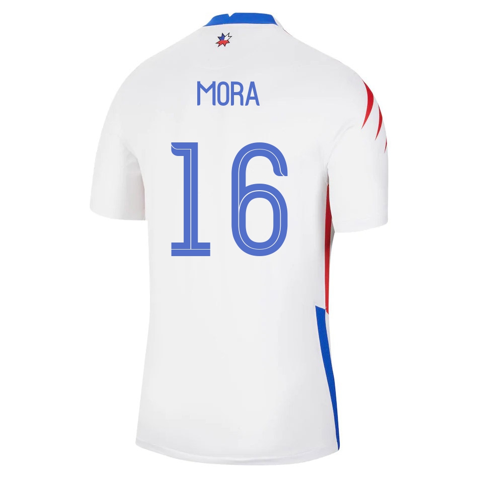Damen Chilenische Fussballnationalmannschaft Felipe Mora #16 Auswärtstrikot Rot 2021 Trikot