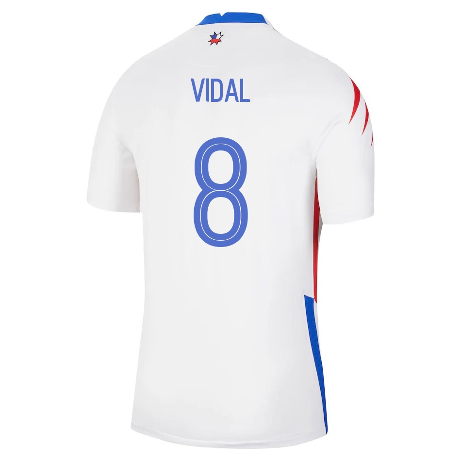 Damen Chilenische Fussballnationalmannschaft Arturo Vidal #8 Auswärtstrikot Rot 2021 Trikot
