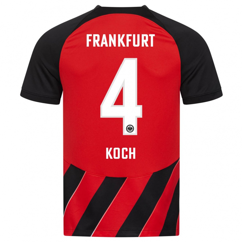 Kandiny Kinder Robin Koch #4 Rot Schwarz Heimtrikot Trikot 2023/24 T-Shirt