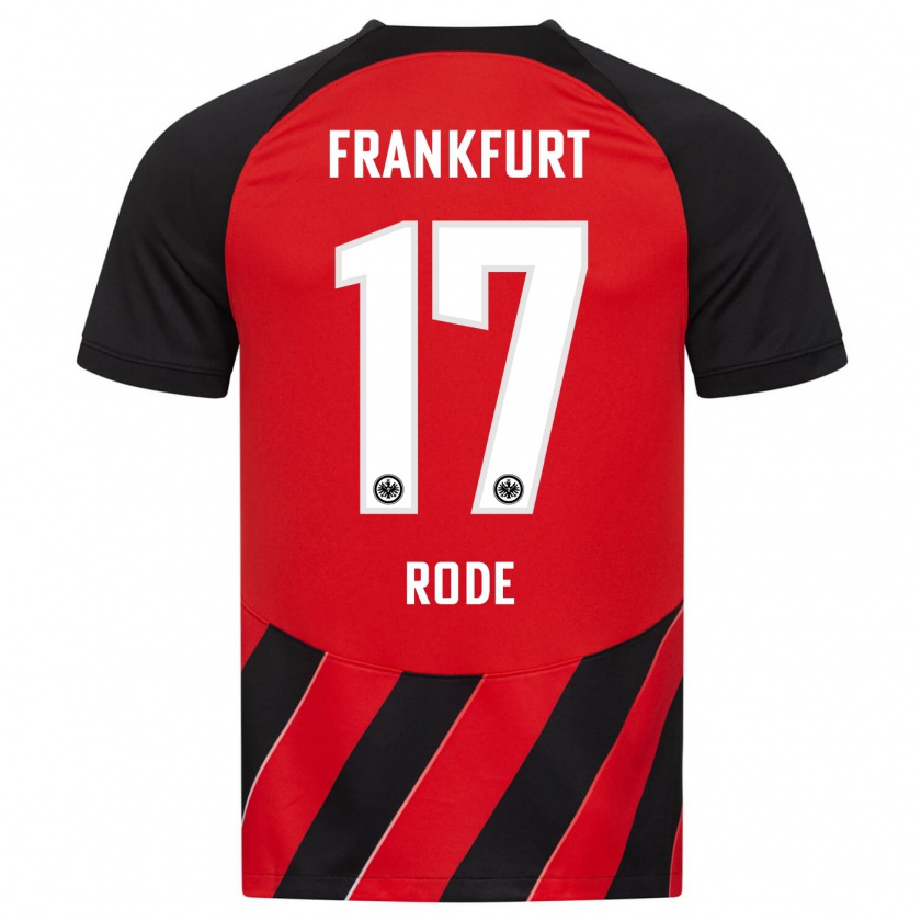 Kandiny Kinder Sebastian Rode #17 Rot Schwarz Heimtrikot Trikot 2023/24 T-Shirt