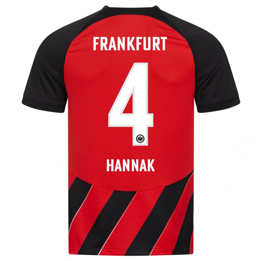 Kandiny Kinder Tim Hannak #4 Rot Schwarz Heimtrikot Trikot 2023/24 T-Shirt
