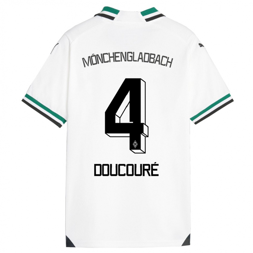 Kandiny Kinder Mamadou Doucouré #4 Weiß Grün Heimtrikot Trikot 2023/24 T-Shirt