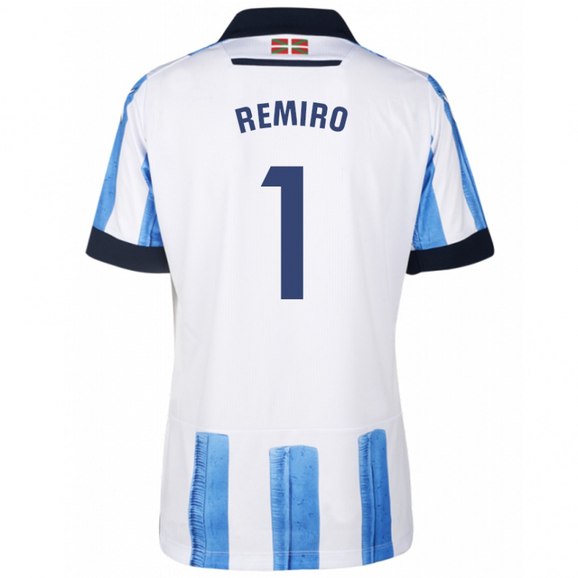 Kandiny Kinder Álex Remiro #1 Blau Weiss Heimtrikot Trikot 2023/24 T-Shirt