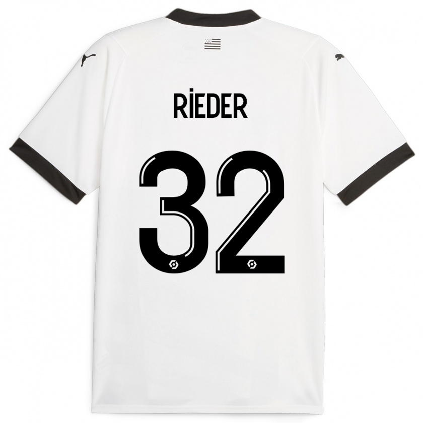Kandiny Kinder Fabian Rieder #32 Weiß Auswärtstrikot Trikot 2023/24 T-Shirt