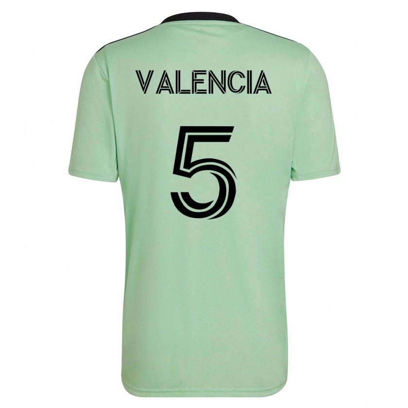 Kandiny Kinder Jhojan Valencia #5 Hellgrün Auswärtstrikot Trikot 2023/24 T-Shirt