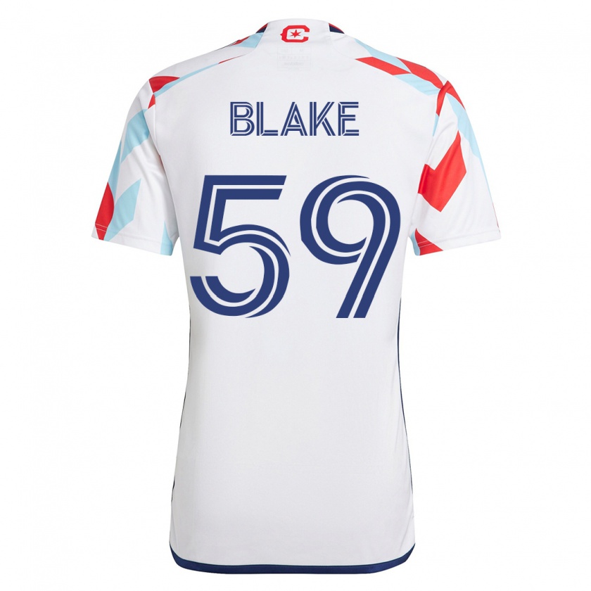 Kandiny Kinder Romain Blake #59 Weiß Blau Auswärtstrikot Trikot 2023/24 T-Shirt
