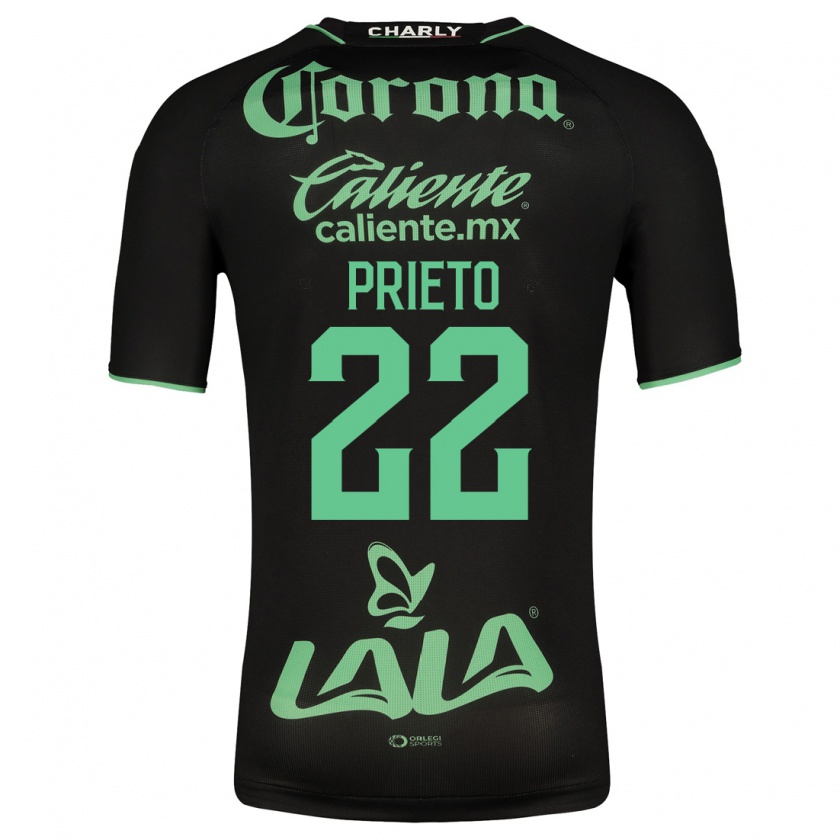 Kandiny Kinder Ronaldo Prieto #22 Schwarz Auswärtstrikot Trikot 2023/24 T-Shirt