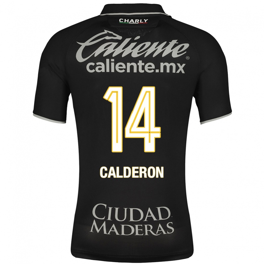 Kandiny Kinder Daniela Calderón #14 Schwarz Auswärtstrikot Trikot 2023/24 T-Shirt