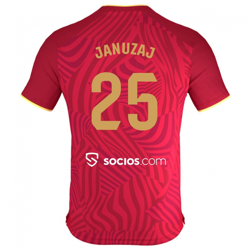 Kandiny Kinder Adnan Januzaj #25 Rot Auswärtstrikot Trikot 2023/24 T-Shirt