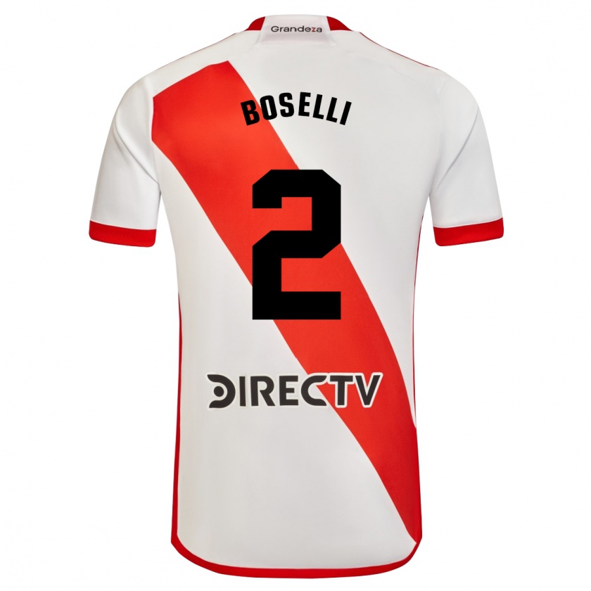 Kandiny Herren Sebastián Boselli #2 Weiß Rot Heimtrikot Trikot 2023/24 T-Shirt