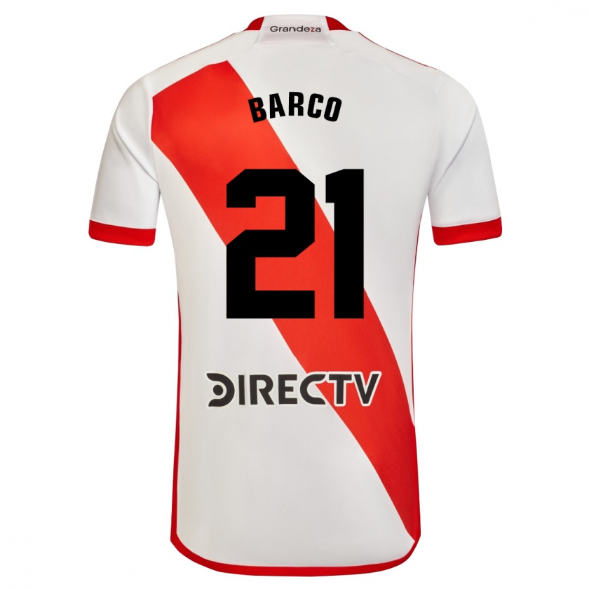Kandiny Herren Esequiel Barco #21 Weiß Rot Heimtrikot Trikot 2023/24 T-Shirt