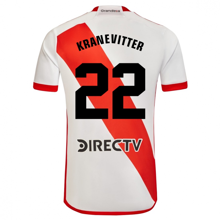 Kandiny Herren Matías Kranevitter #22 Weiß Rot Heimtrikot Trikot 2023/24 T-Shirt