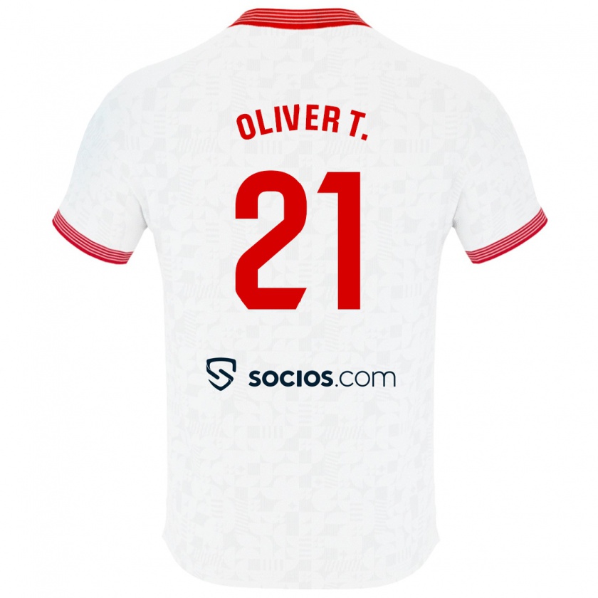 Kandiny Herren Óliver Torres #21 Weiß Heimtrikot Trikot 2023/24 T-Shirt