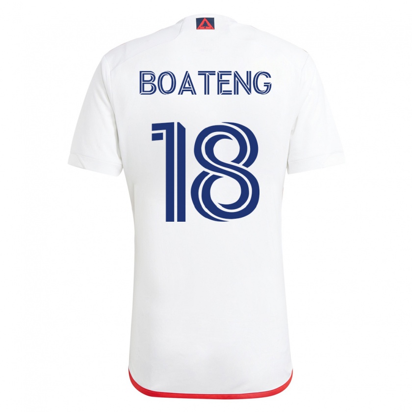 Kandiny Herren Emmanuel Boateng #18 Weiß Rot Auswärtstrikot Trikot 2023/24 T-Shirt