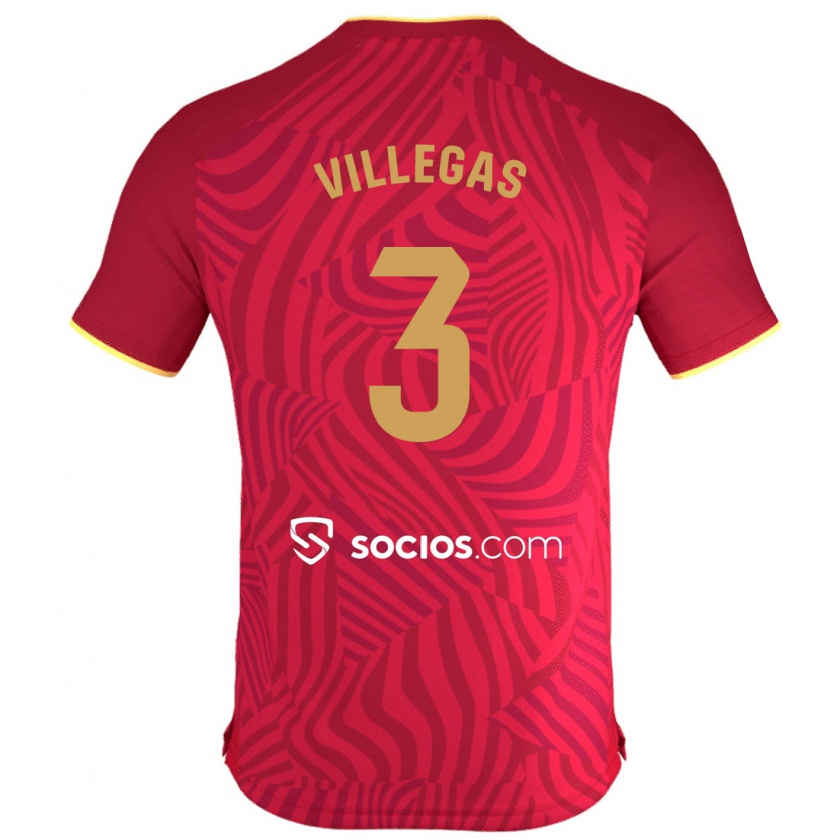 Kandiny Herren Juancho Villegas #3 Rot Auswärtstrikot Trikot 2023/24 T-Shirt