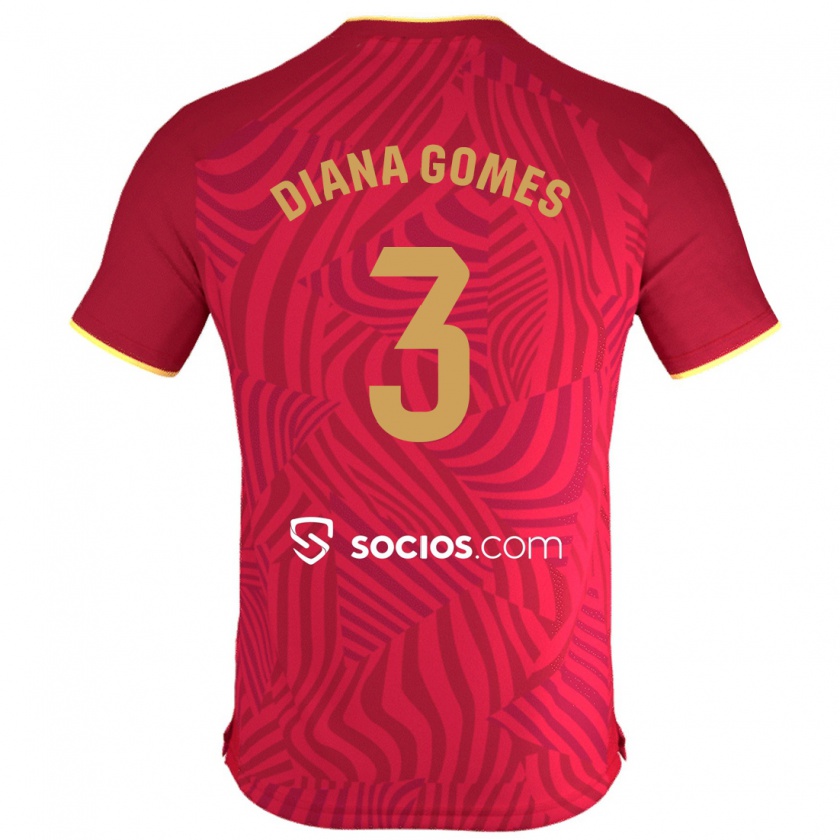 Kandiny Herren Diana Catarina Ribeiro Gomes #3 Rot Auswärtstrikot Trikot 2023/24 T-Shirt