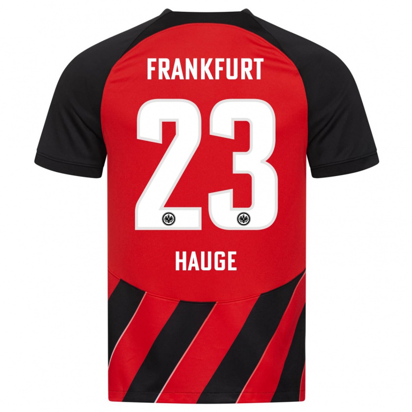 Kandiny Damen Jens Petter Hauge #23 Rot Schwarz Heimtrikot Trikot 2023/24 T-Shirt