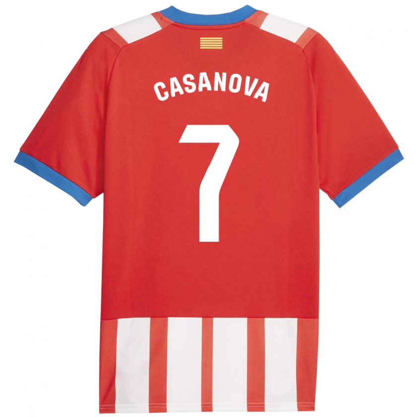 Kandiny Kinder Àstrid Casanova #7 Rot-Weiss Heimtrikot Trikot 2023/24 T-Shirt