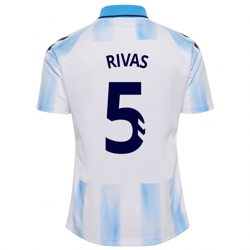 Kandiny Kinder Juande Rivas #5 Weiß Blau Heimtrikot Trikot 2023/24 T-Shirt