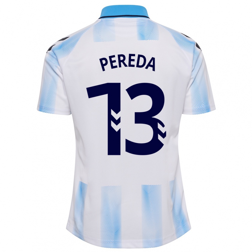 Kandiny Kinder Adrián Pereda #13 Weiß Blau Heimtrikot Trikot 2023/24 T-Shirt