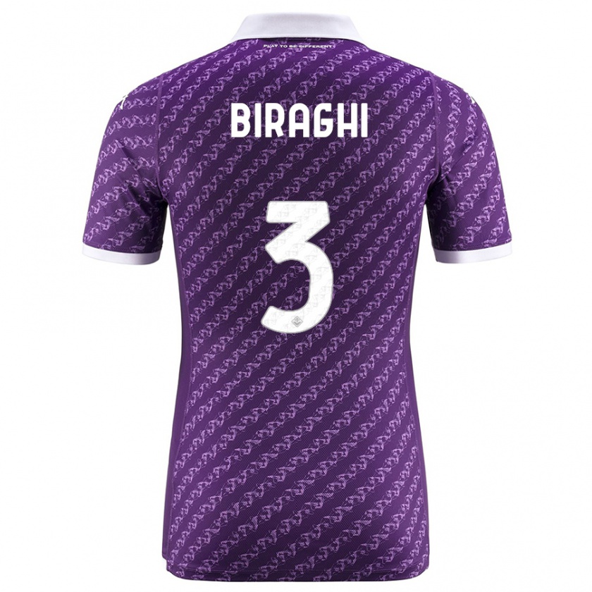 Kandiny Kinder Cristiano Biraghi #3 Violett Heimtrikot Trikot 2023/24 T-Shirt