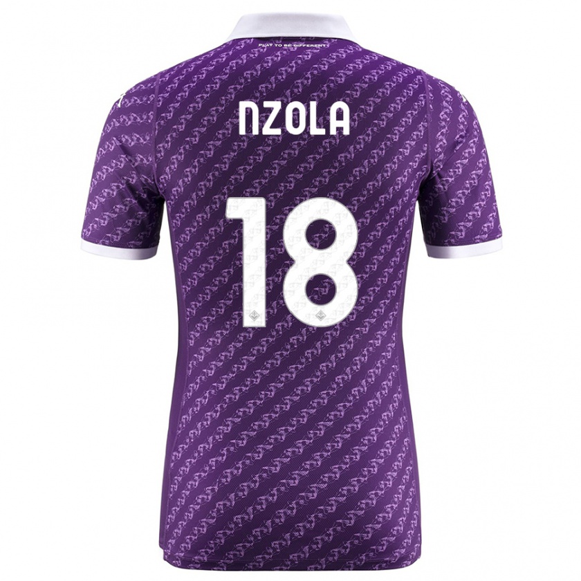 Kandiny Kinder M'bala Nzola #18 Violett Heimtrikot Trikot 2023/24 T-Shirt