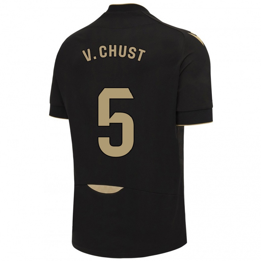 Kandiny Kinder Víctor Chust #5 Schwarz Auswärtstrikot Trikot 2023/24 T-Shirt