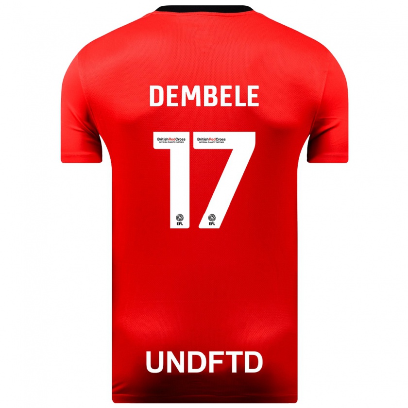 Kandiny Kinder Siriki Dembélé #17 Rot Auswärtstrikot Trikot 2023/24 T-Shirt
