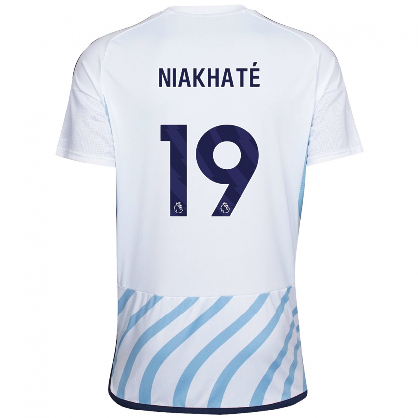 Kandiny Kinder Moussa Niakhaté #19 Weiß Blau Auswärtstrikot Trikot 2023/24 T-Shirt