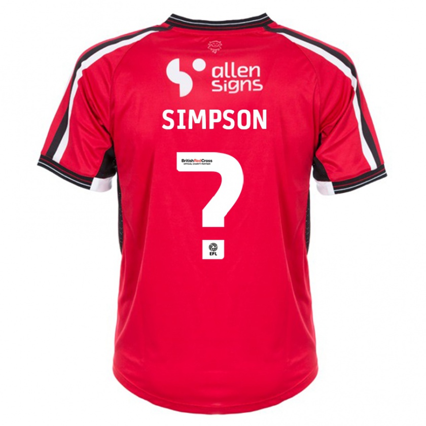 Kandiny Herren John Simpson #0 Rot Heimtrikot Trikot 2023/24 T-Shirt