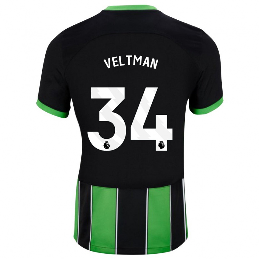 Kandiny Herren Joël Veltman #34 Schwarz Grün Auswärtstrikot Trikot 2023/24 T-Shirt