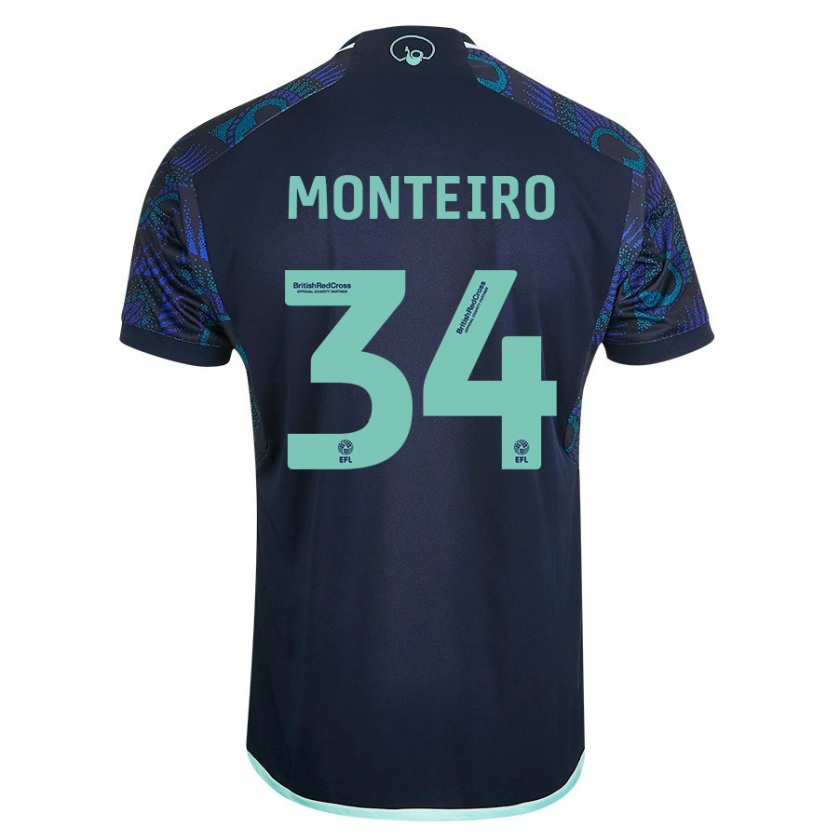 Kandiny Herren Diogo Monteiro #34 Blau Auswärtstrikot Trikot 2023/24 T-Shirt