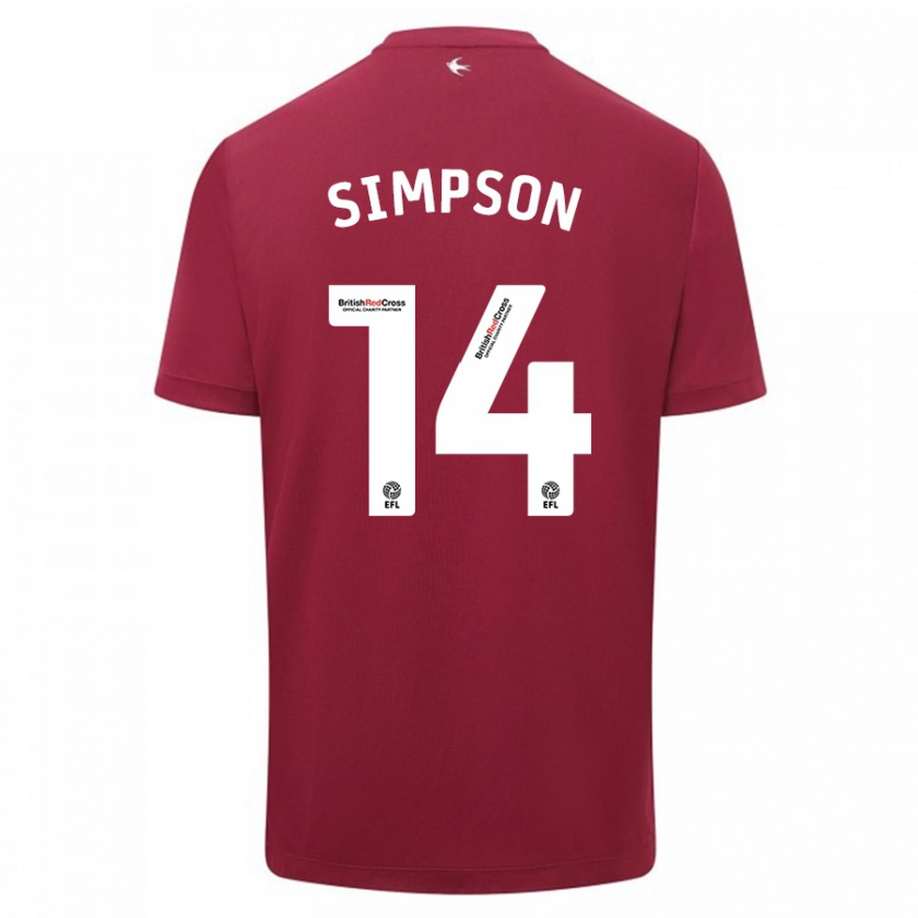 Kandiny Herren Jasmine Simpson #14 Rot Auswärtstrikot Trikot 2023/24 T-Shirt