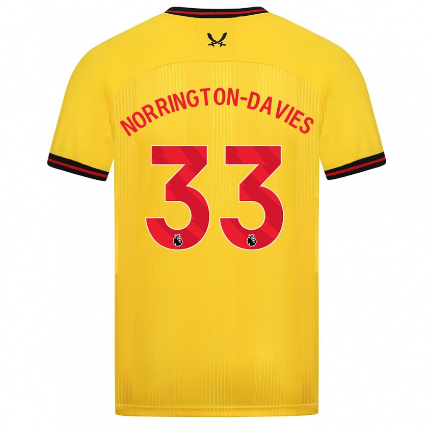 Kandiny Herren Rhys Norrington-Davies #33 Gelb Auswärtstrikot Trikot 2023/24 T-Shirt