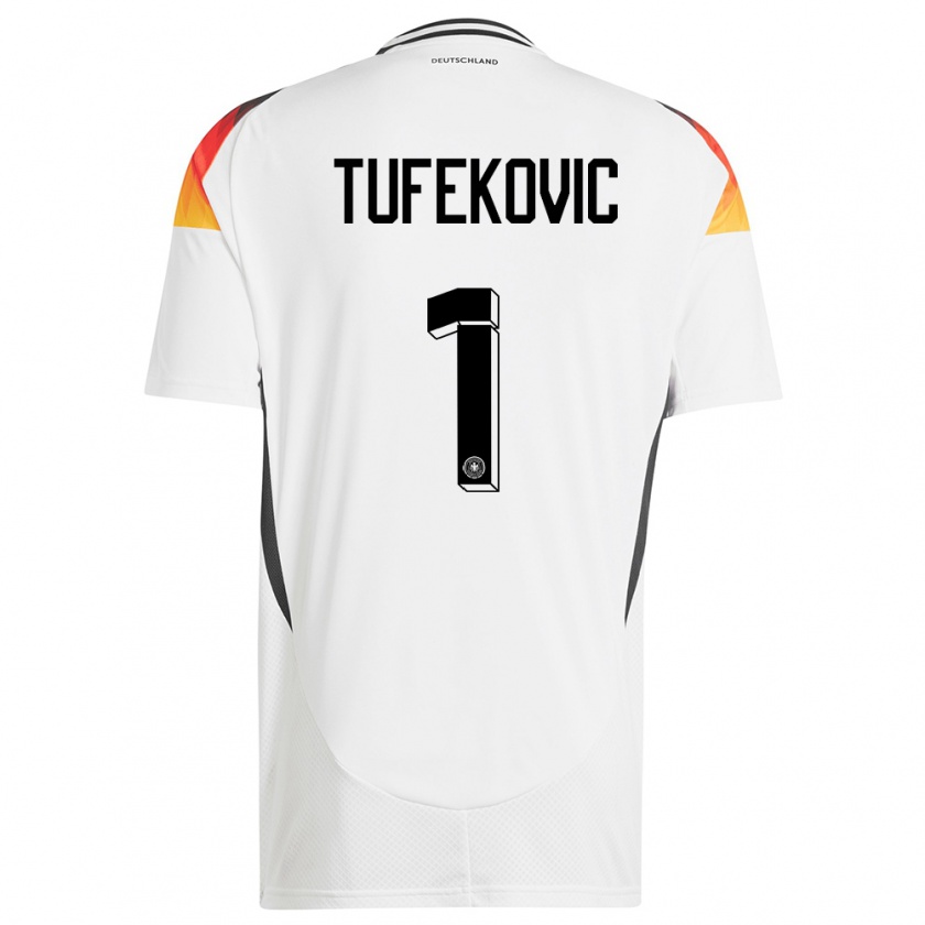 Kandiny Kinder Deutschland Martina Tufekovic #1 Weiß Heimtrikot Trikot 24-26 T-Shirt