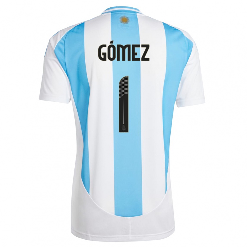 Kandiny Kinder Argentinien Francisco Gomez #1 Weiß Blau Heimtrikot Trikot 24-26 T-Shirt