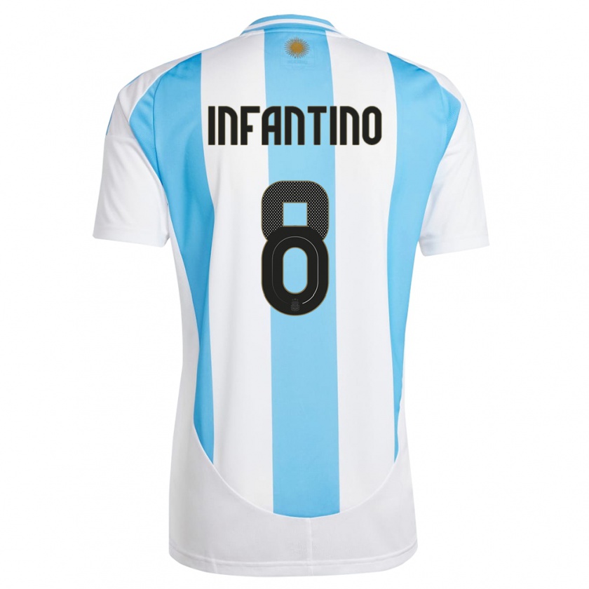 Kandiny Kinder Argentinien Gino Infantino #8 Weiß Blau Heimtrikot Trikot 24-26 T-Shirt