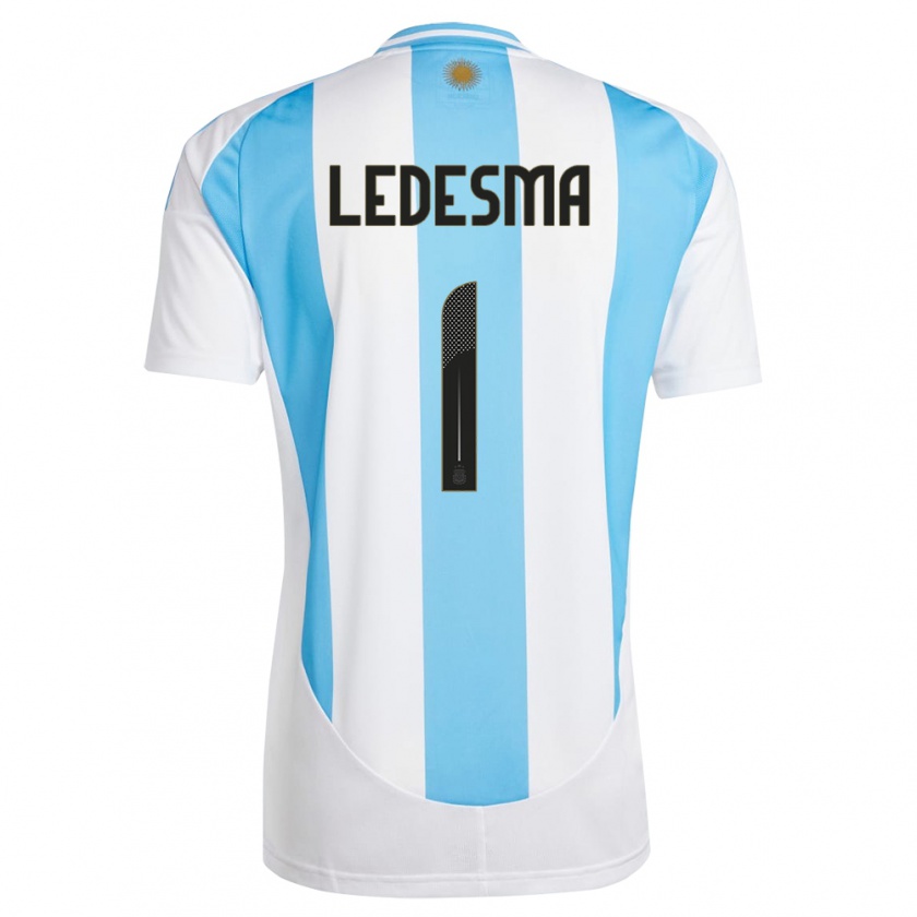 Kandiny Kinder Argentinien Jeremias Ledesma #1 Weiß Blau Heimtrikot Trikot 24-26 T-Shirt