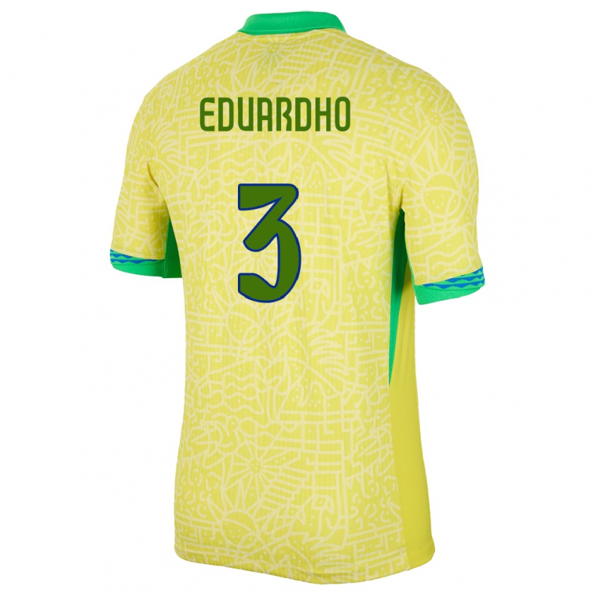 Kandiny Kinder Brasilien Eduardho #3 Gelb Heimtrikot Trikot 24-26 T-Shirt
