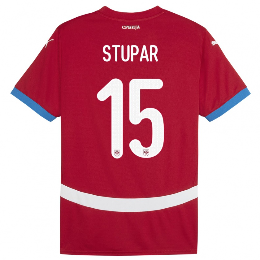 Kandiny Kinder Serbien Zivana Stupar #15 Rot Heimtrikot Trikot 24-26 T-Shirt