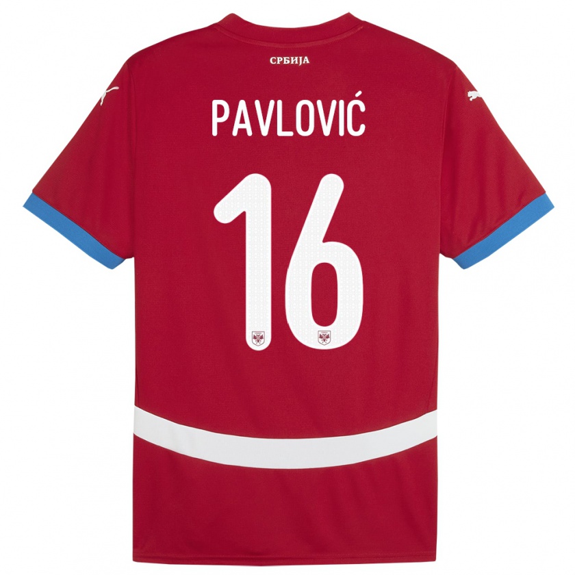 Kandiny Kinder Serbien Sara Pavlovic #16 Rot Heimtrikot Trikot 24-26 T-Shirt