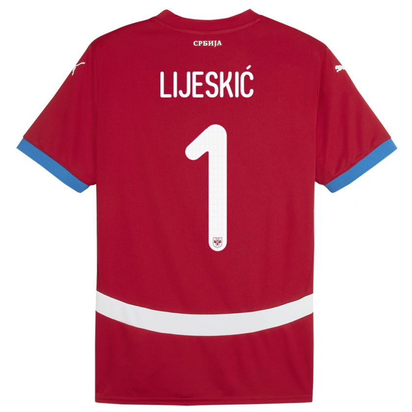 Kandiny Kinder Serbien Luka Lijeskic #1 Rot Heimtrikot Trikot 24-26 T-Shirt