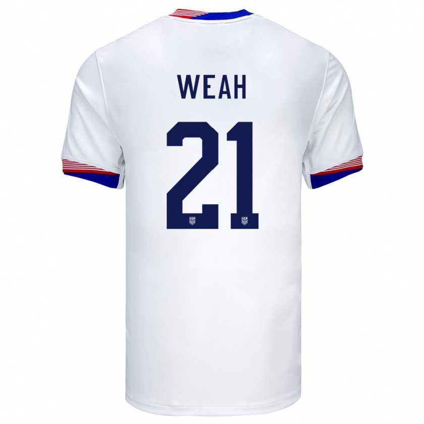 Kandiny Kinder Vereinigte Staaten Timothy Weah #21 Weiß Heimtrikot Trikot 24-26 T-Shirt