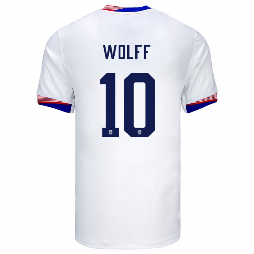 Kandiny Kinder Vereinigte Staaten Owen Wolff #10 Weiß Heimtrikot Trikot 24-26 T-Shirt